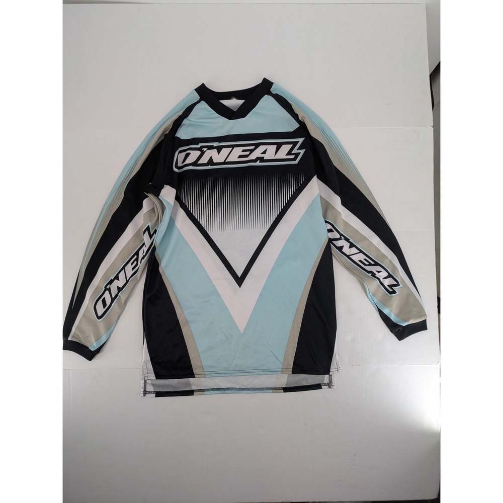O'Neal Motocross Jersey Men Medium  Light Blue Padded Racing Gear Shirt Flaw